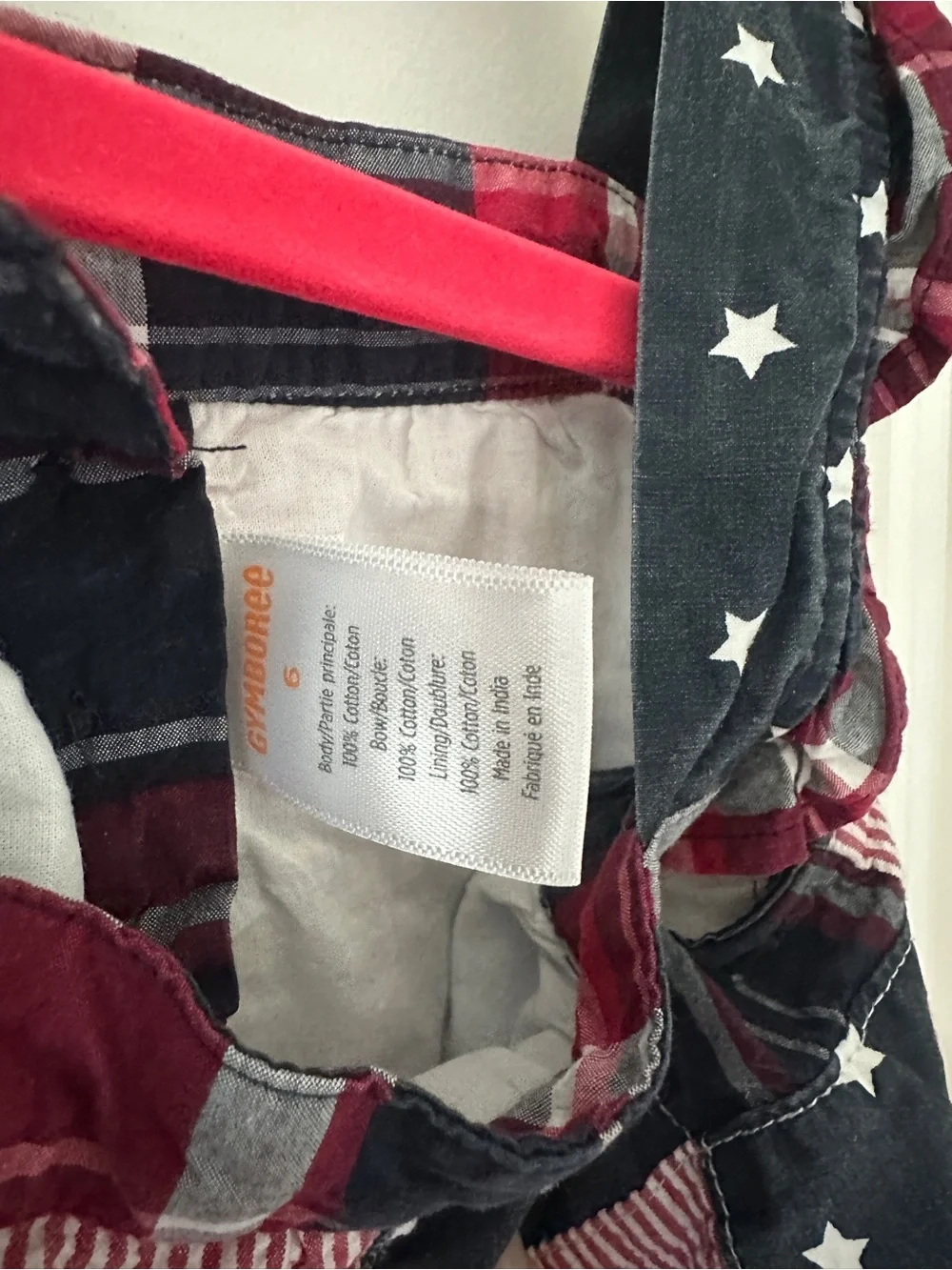 Gymboree Red White and Blue Patchwork Star Plaid Dress